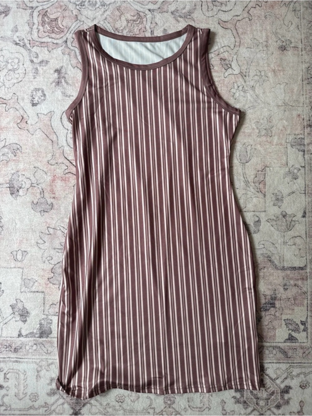 Striped Sleeveless Dress in Mauve Pink